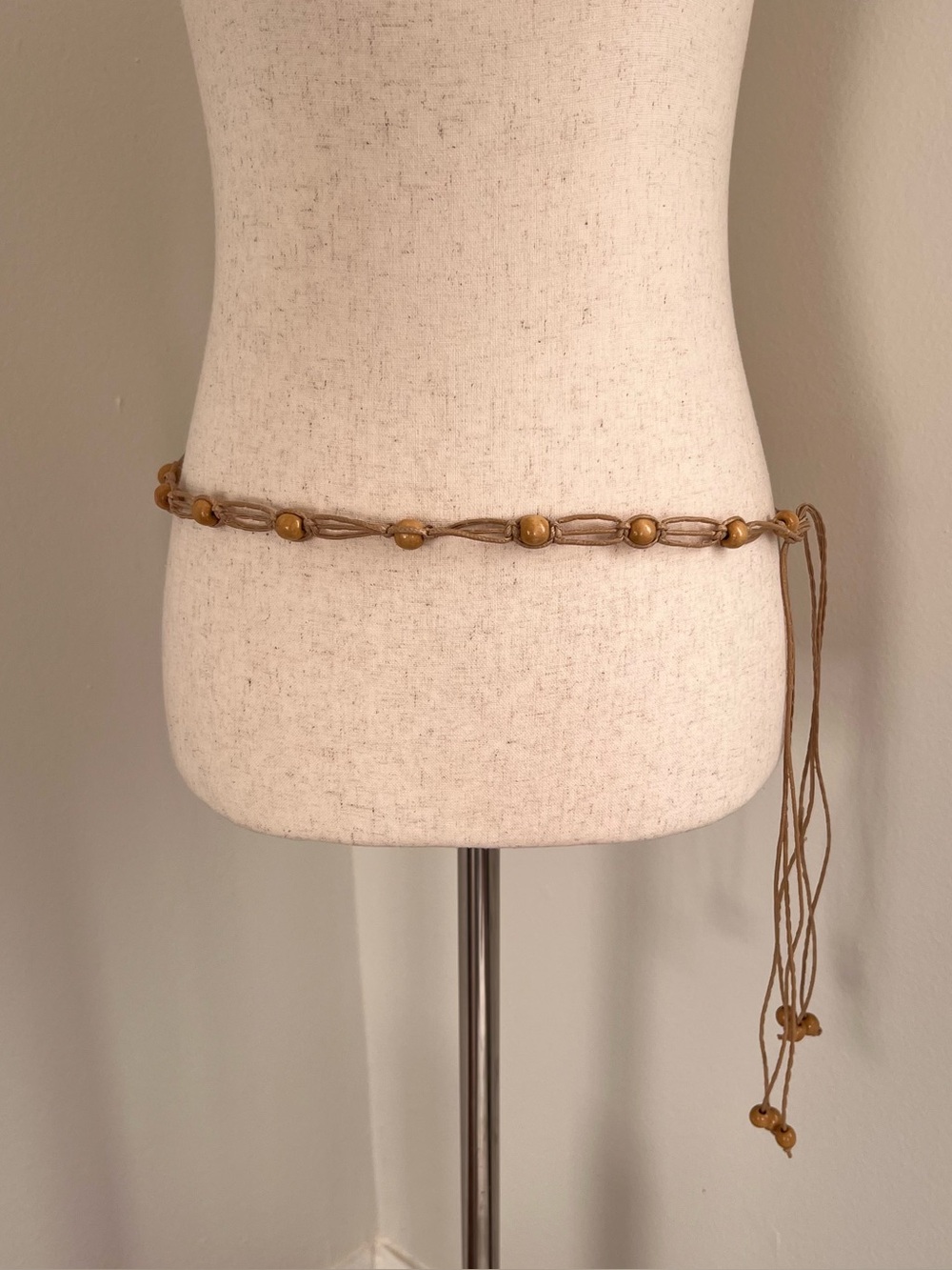 Vintage Y2K Bohemian Tan beaded hip belt